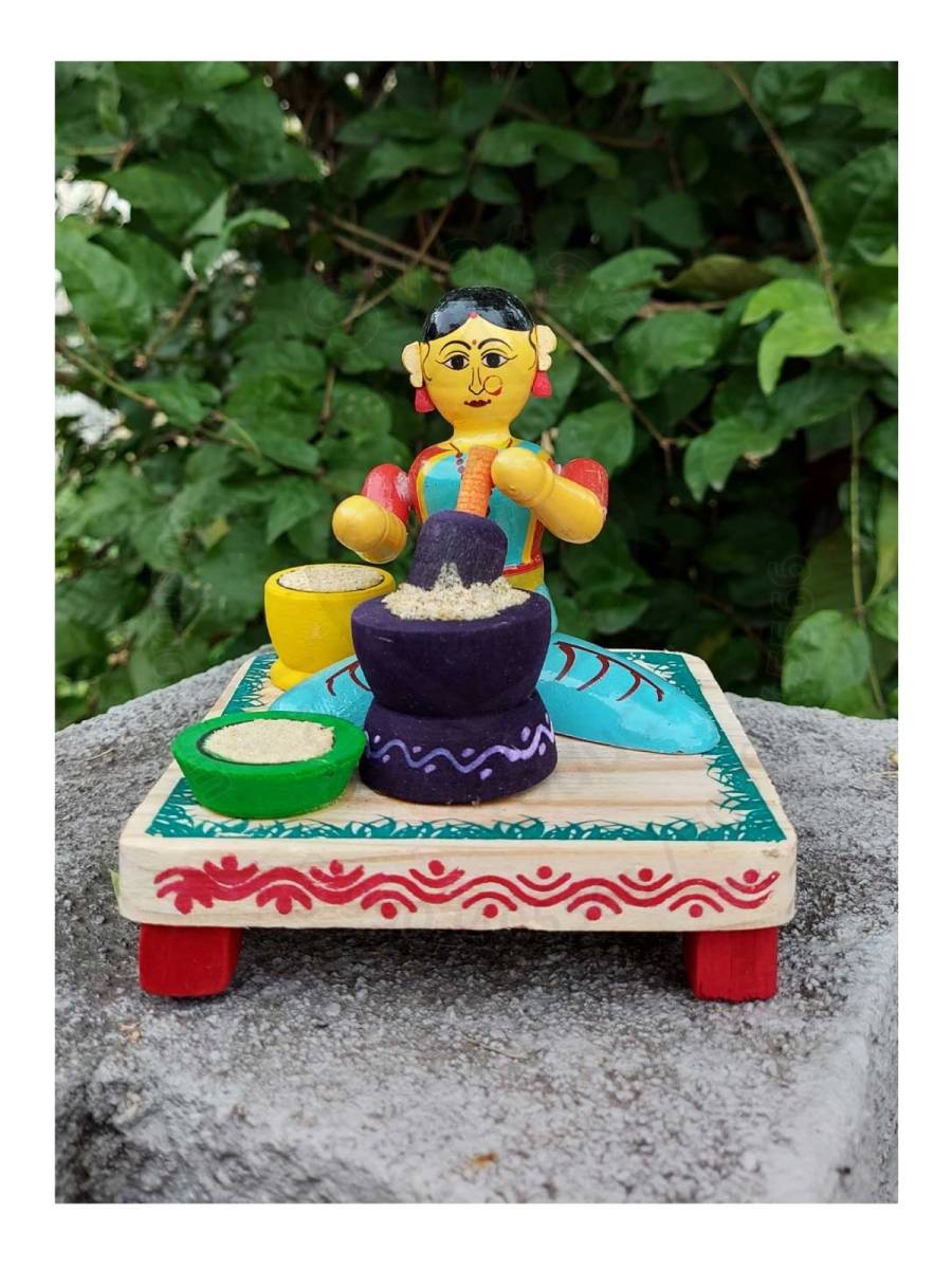 Working Lady - Grinding Grains - Etikoppaka Dolls
