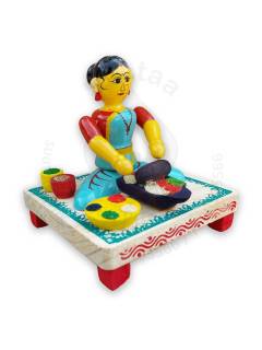 Working Lady - Masala Grinding - Wood
