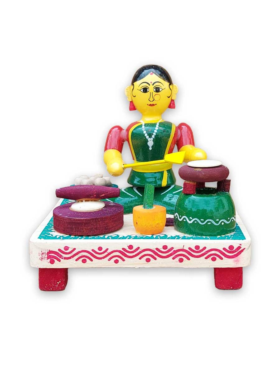Wooden Village Lady Cooking Chapathi - Etikoppaka Dolls
Wooden Village Lady Cooking Chapathi - Etikoppaka Dolls