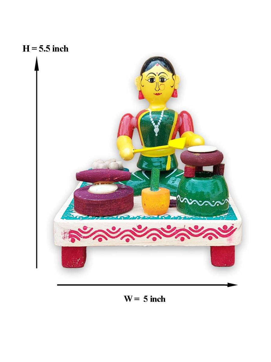 Wooden Village Lady Cooking Chapathi - Etikoppaka Dolls
Wooden Village Lady Cooking Chapathi - Etikoppaka Dolls
