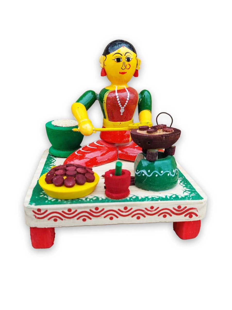 Wooden Village Lady Cooking Food - Etikoppaka Dolls
Wooden Village Lady Cooking Food - Etikoppaka Dolls