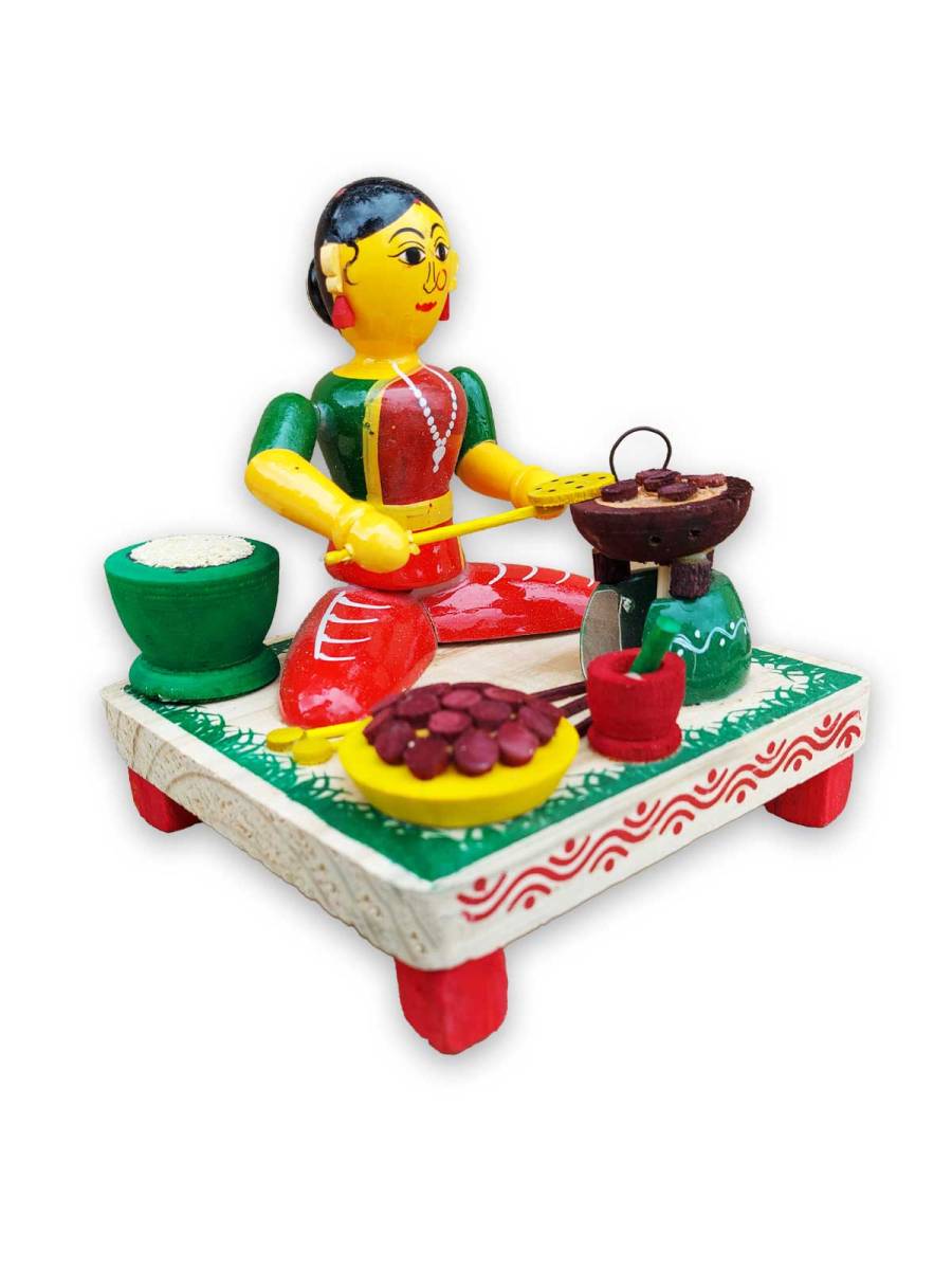 Wooden Village Lady Cooking Food - Etikoppaka Dolls
Wooden Village Lady Cooking Food - Etikoppaka Dolls