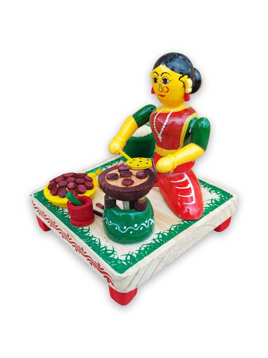 Wooden Village Lady Cooking Food - Etikoppaka Dolls
Wooden Village Lady Cooking Food - Etikoppaka Dolls