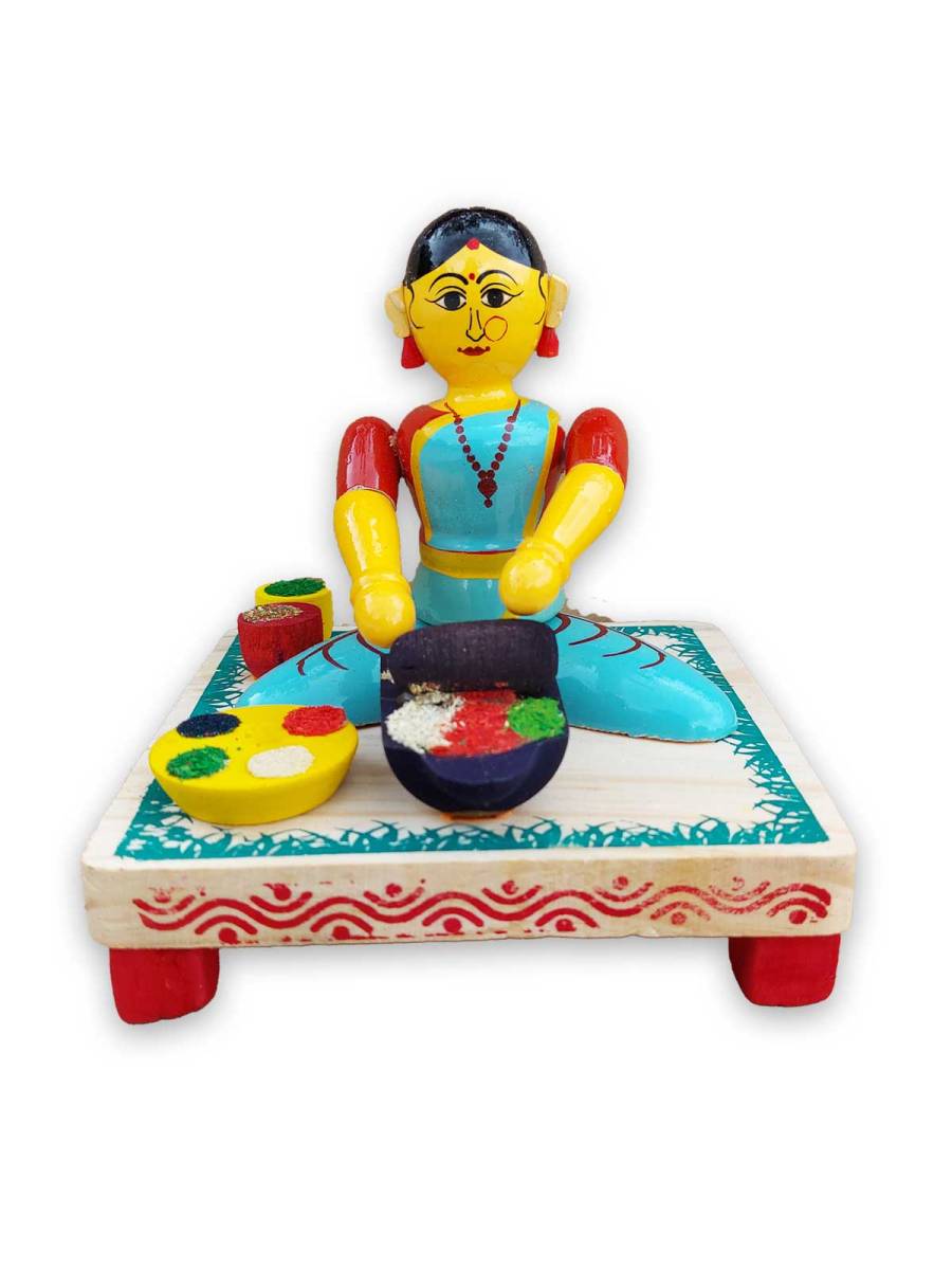 Wooden Village Lady Grinding Spices - Etikoppaka Dolls
Wooden Village Lady Grinding Spices - Etikoppaka Dolls