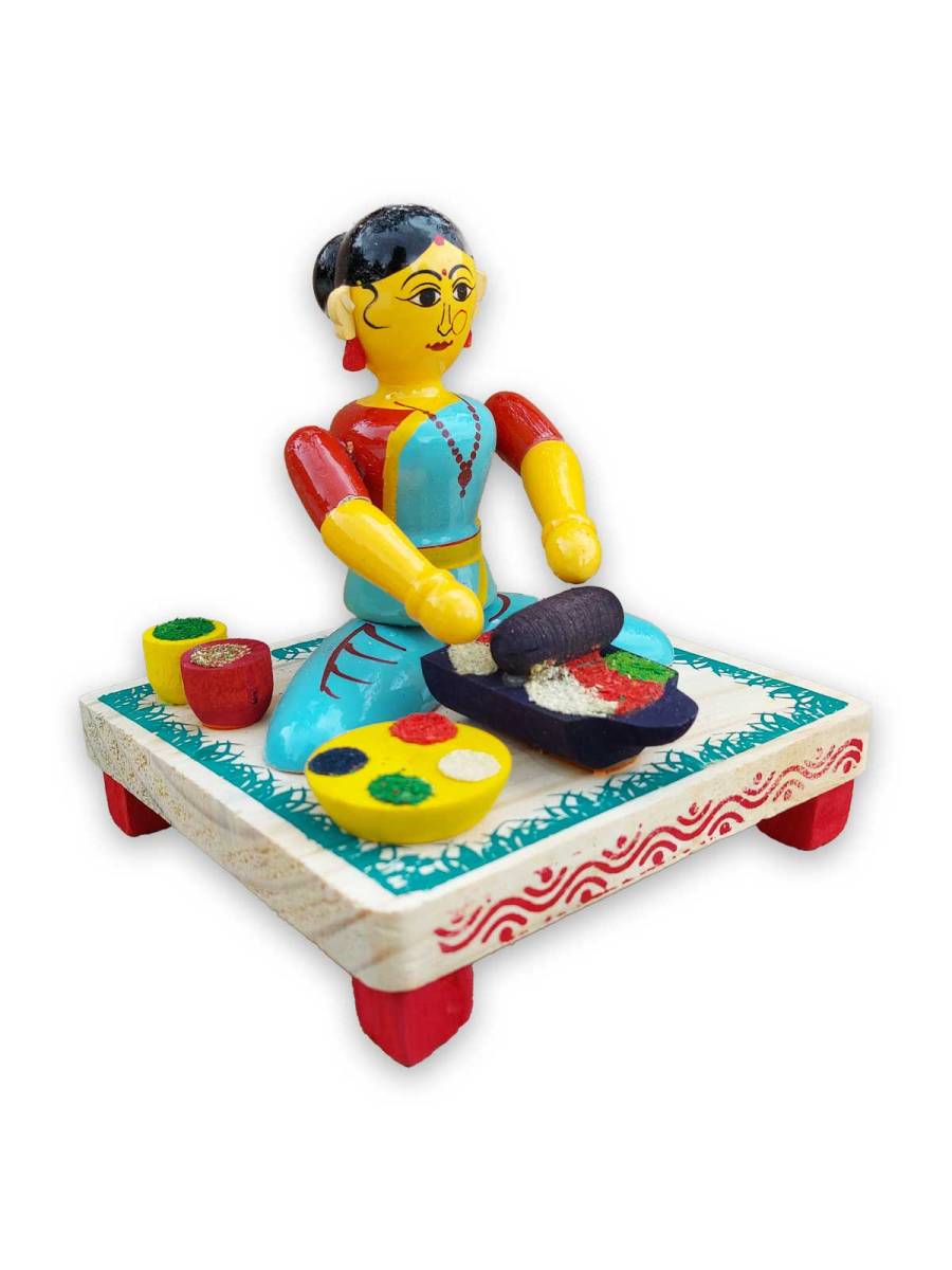 Wooden Village Lady Grinding Spices - Etikoppaka Dolls
Wooden Village Lady Grinding Spices - Etikoppaka Dolls