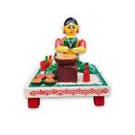 Wooden Village Lady Selling Street Food - Etikoppaka Dolls
