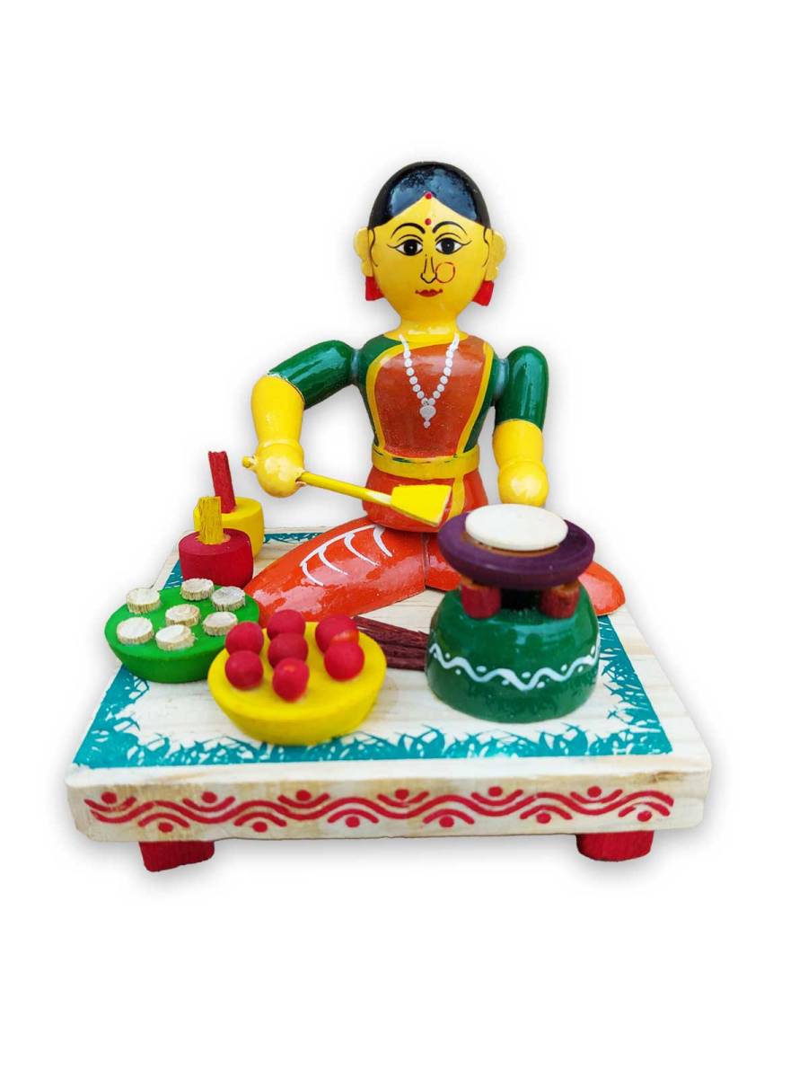 Wooden Village Lady Selling Sweets - Etikoppaka Dolls
