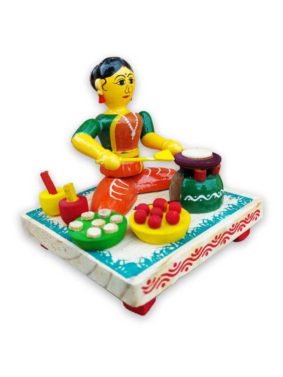 Wooden Village Lady Selling Sweets - Etikoppaka Dolls
