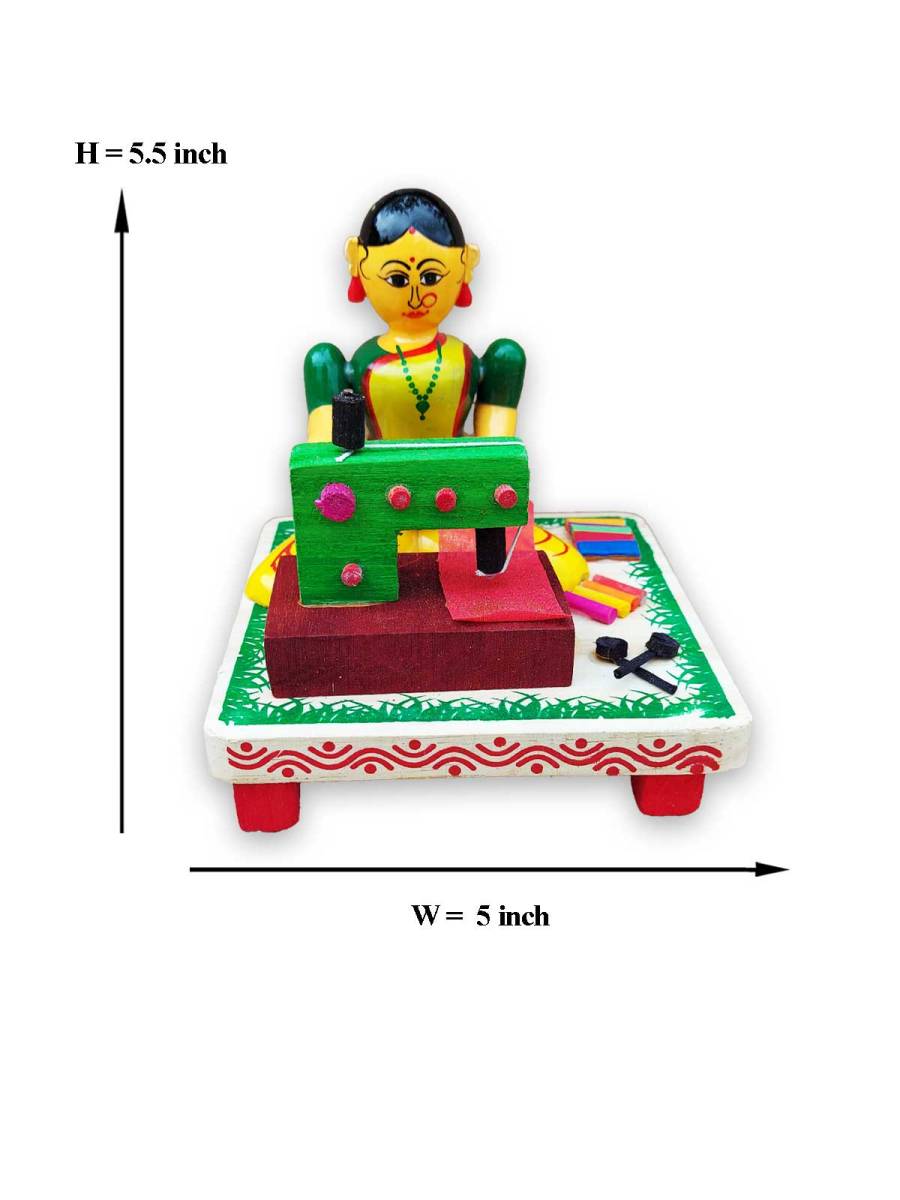 Wooden Village Lady Sewing Cloths - Etikoppaka Dolls
Wooden Village Lady Sewing Cloths - Etikoppaka Dolls