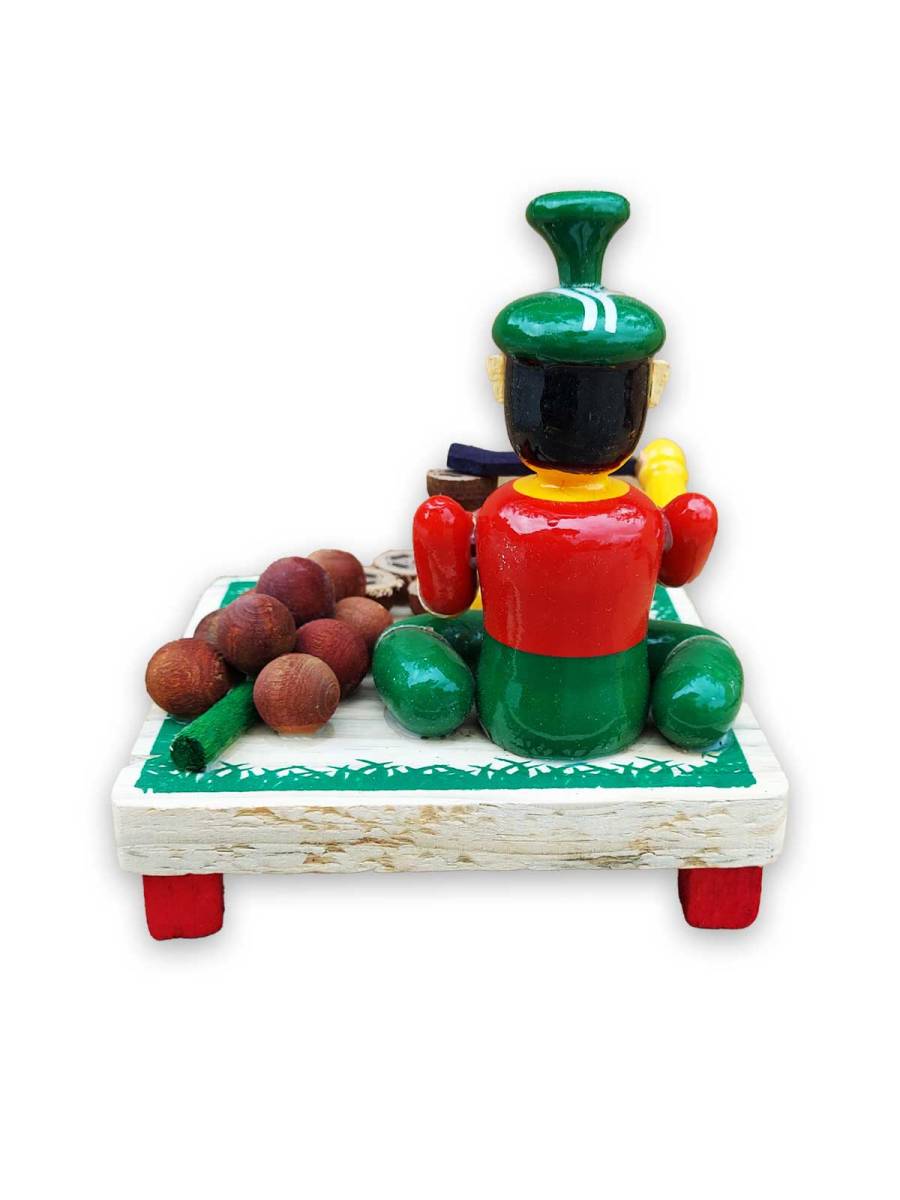 Wooden Village Man Selling Coconut - Etikoppaka Dolls
