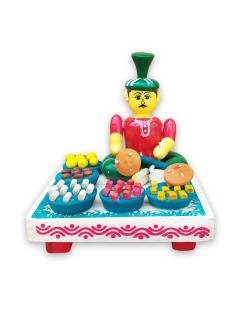 Wooden Village Man Selling Sweets - Etikoppaka Dolls
