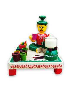 Wooden Village Man Selling Tea - Etikoppaka Dolls
