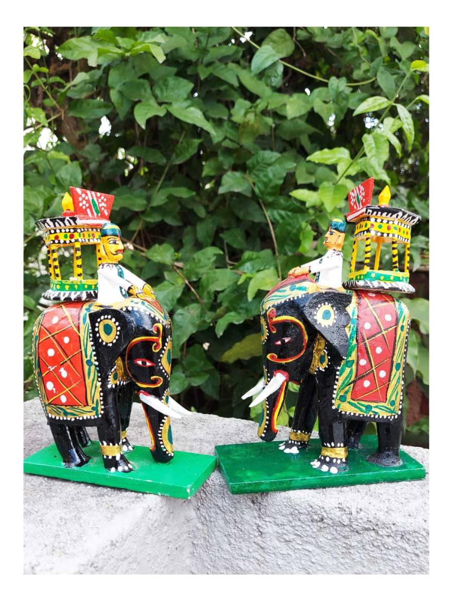 Wooden Ambari Big - Pair - Kondapalli Dolls

