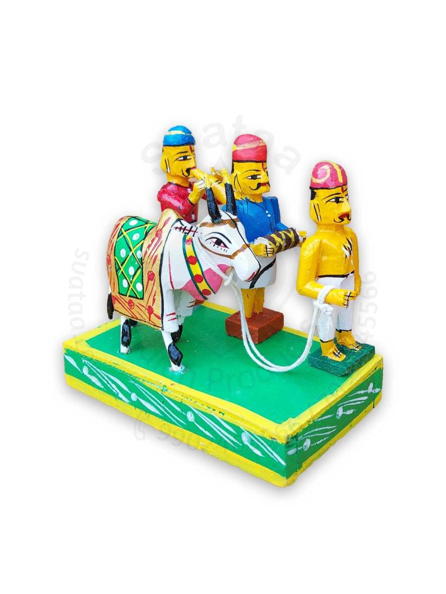 Wooden Festive Bull Procession Set - Kondapalli Dolls
