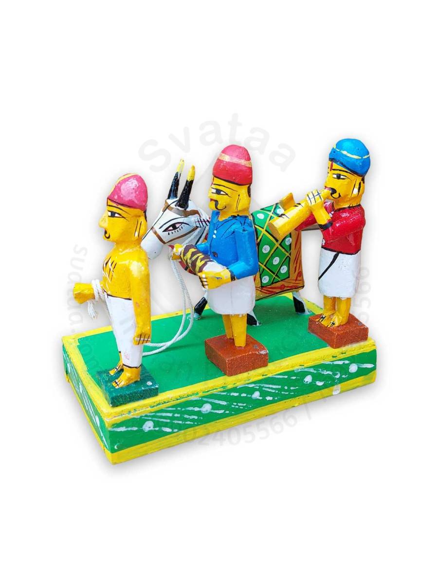 Wooden Festive Bull Procession Set - Kondapalli Dolls

