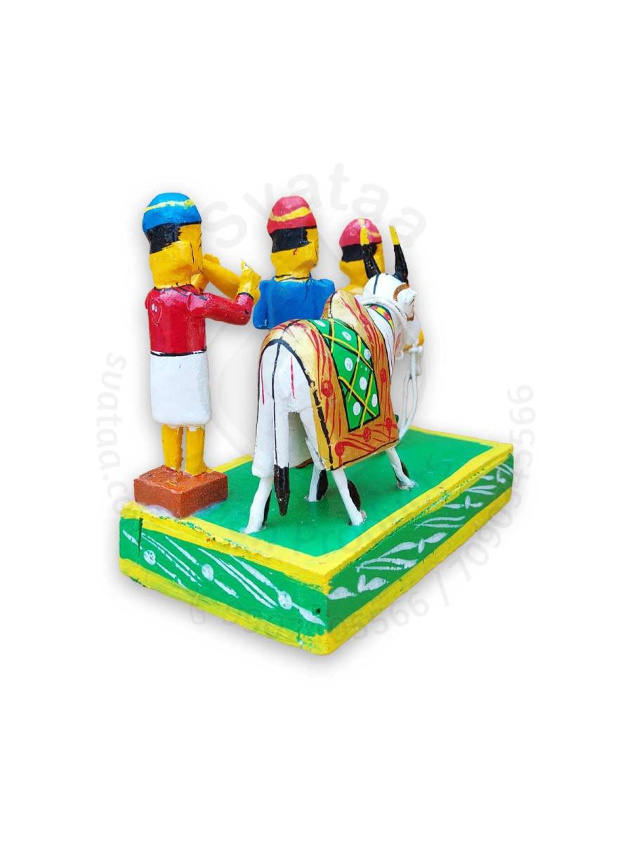 Wooden Festive Bull Procession Set - Kondapalli Dolls
