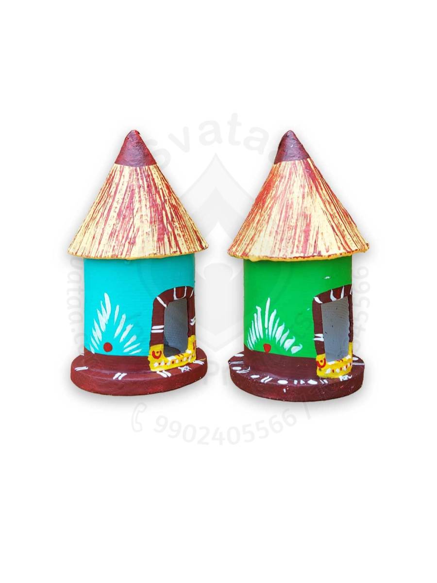 Wooden Village Hut - Pack of 1 - Assorted - Kondapalli Dolls

