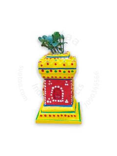 Wooden Tulsi Pot - Small - Kondapalli Dolls
