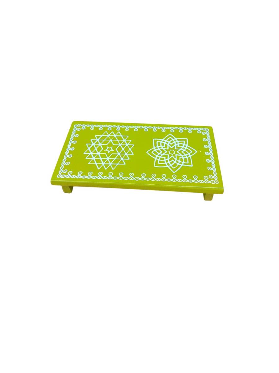 Festive - Pooja Peetam / Chowki - Small Rectangle - Set of 2 - Green Color - 3x6 inch
