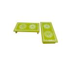 Festive - Pooja Peetam / Chowki - Small Rectangle - Set of 2 - Green Color - 3x6 inch
