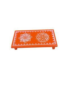 Festive - Pooja Peetam / Chowki - Small Rectangle - Set of 2 - Orange Color - 3x6 inch
