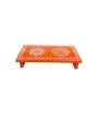 Festive - Pooja Peetam / Chowki - Small Rectangle - Set of 2 - Orange Color - 3x6 inch
