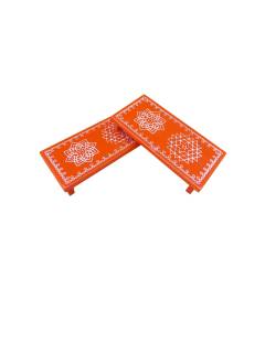 Festive - Pooja Peetam / Chowki - Small Rectangle - Set of 2 - Orange Color - 3x6 inch
