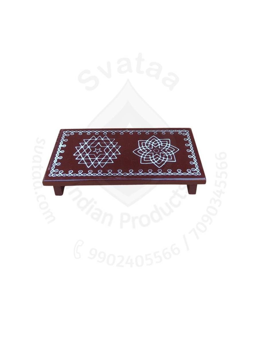 Festive - Peetam Chowki - 3x6 Inches - Single - Rectangle - Coffee Color | Design - Aishwarya Chakram and Hridaya Kamalam Festive - Peetam Chowki - 3x6 Inches - Single - Rectangle - Coffee Color | Design - Aishwarya Chakram and Hridaya Kamalam