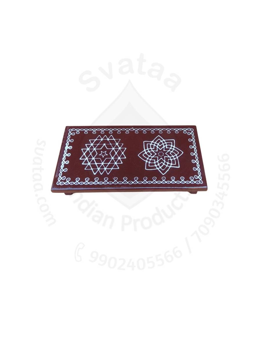 Festive - Peetam Chowki - 3x6 Inches - Single - Rectangle - Coffee Color | Design - Aishwarya Chakram and Hridaya Kamalam Festive - Peetam Chowki - 3x6 Inches - Single - Rectangle - Coffee Color | Design - Aishwarya Chakram and Hridaya Kamalam