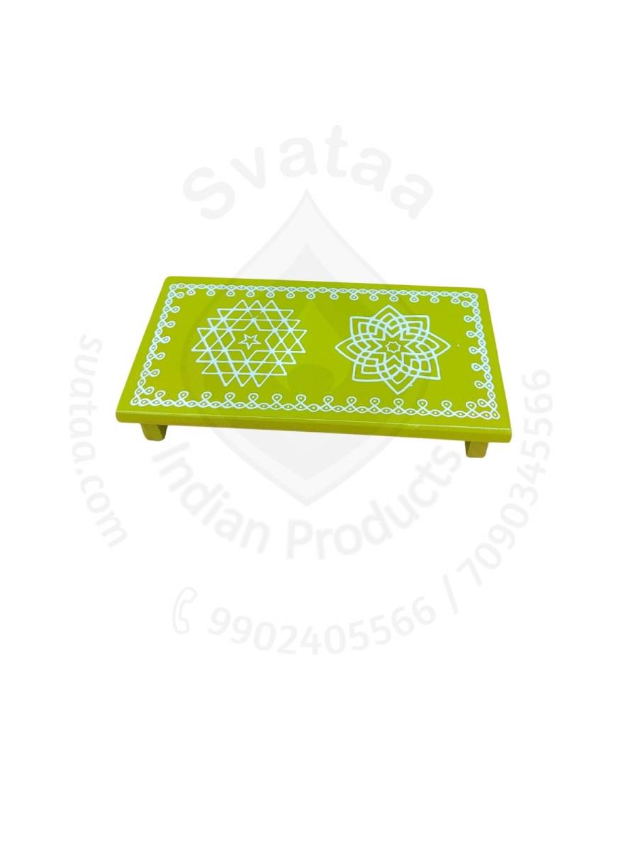 Festive - Peetam Chowki - 3x6 Inches - Set of 2 - Rectangle - Green Color | Design - Aishwarya Chakram and Hridaya Kamalam