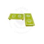 Festive - Peetam Chowki - 3x6 Inches - Set of 2 - Rectangle - Green Color | Design - Aishwarya Chakram and Hridaya Kamalam