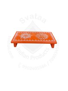 Festive - Peetam Chowki - 3x6 Inches - Set of 2 - Rectangle - Orange Color | Design - Aishwarya Chakram and Hridaya Kamalam
