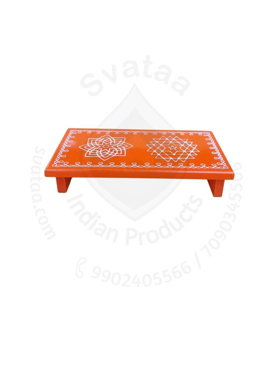 Festive - Peetam Chowki - 3x6 Inches - Set of 2 - Rectangle - Orange Color | Design - Aishwarya Chakram and Hridaya Kamalam