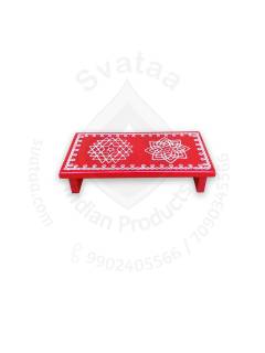 Festive - Peetam Chowki - 3x6 Inches - Set of 2 - Rectangle - Red Color | Design - Aishwarya Chakram and Hridaya Kamalam