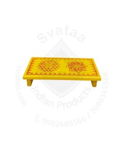 Festive - Peetam Chowki - 3x6 Inches - Set of 2 - Rectangle - Yellow Color | Design - Aishwarya Chakram and Hridaya Kamalam