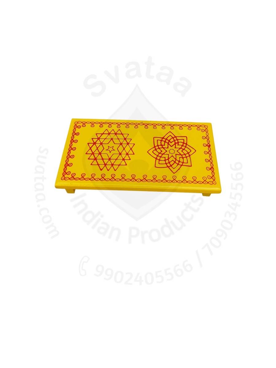 Festive - Peetam Chowki - 3x6 Inches - Single - Rectangle - Yellow Color | Design - Aishwarya Chakram and Hridaya Kamalam