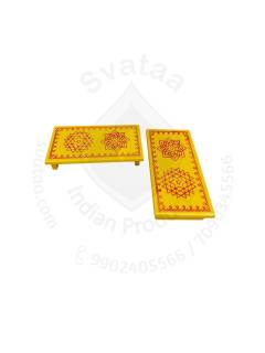 Festive - Peetam Chowki - 3x6 Inches - Set of 2 - Rectangle - Yellow Color | Design - Aishwarya Chakram and Hridaya Kamalam