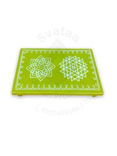 Festive - Peetam Chowki - 6x9 Inches - Single- Rectangle - Green Color | Design - Aishwarya Chakram and Hridaya Kamalam