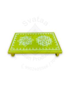 Festive - Peetam Chowki - 6x9 Inches - Single- Rectangle - Green Color | Design - Aishwarya Chakram and Hridaya Kamalam