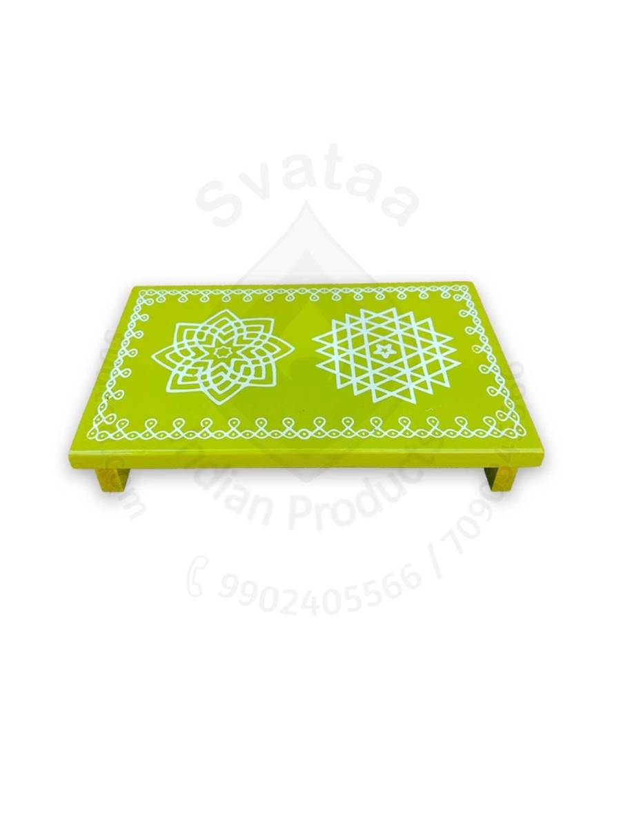 Festive - Peetam Chowki - 6x9 Inches - Single- Rectangle - Green Color | Design - Aishwarya Chakram and Hridaya Kamalam