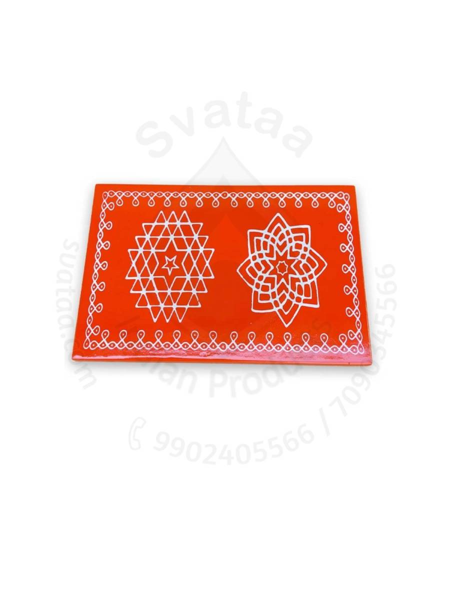 Festive - Peetam Chowki - 6x9 Inches - Single- Rectangle - Orange Color | Design - Aishwarya Chakram and Hridaya Kamalam