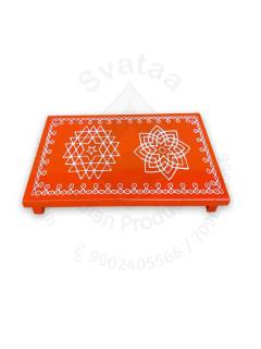 Festive - Peetam Chowki - 6x9 Inches - Set of 2 - Rectangle - Orange Color | Design - Aishwarya Chakram and Hridaya Kamalam