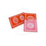 Festive - Peetam Chowki - 6x9 Inches - Set of 2 - Rectangle - Orange Color | Design - Aishwarya Chakram and Hridaya Kamalam