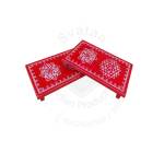 Festive - Peetam Chowki - 6x9 Inches - Set of 2 - Rectangle - Red Color | Design - Aishwarya Chakram and Hridaya Kamalam