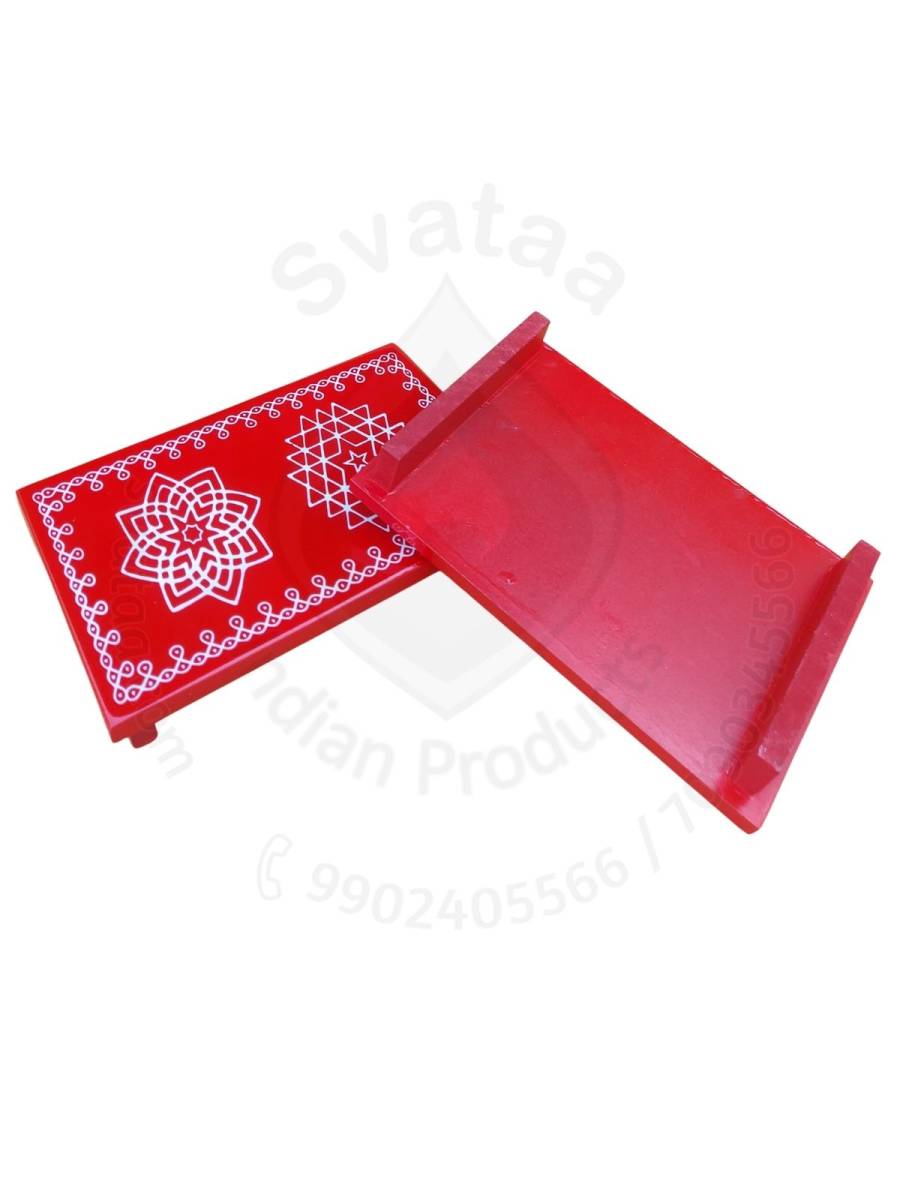 Festive - Peetam Chowki - 6x9 Inches - Set of 2 - Rectangle - Red Color | Design - Aishwarya Chakram and Hridaya Kamalam