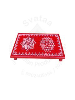 Festive - Peetam Chowki - 6x9 Inches - Single- Rectangle - Red Color | Design - Aishwarya Chakram and Hridaya Kamalam