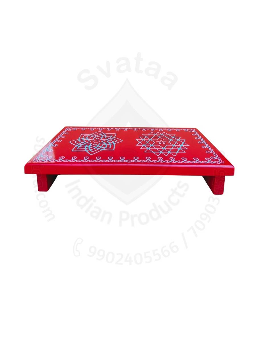 Festive - Peetam Chowki - 6x9 Inches - Single- Rectangle - Red Color | Design - Aishwarya Chakram and Hridaya Kamalam Festive - Peetam Chowki - 6x9 Inches - Single- Rectangle - Red Color | Design - Aishwarya Chakram and Hridaya Kamalam