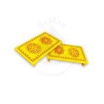 Festive - Peetam Chowki - 6x9 Inches - Set of 2 - Rectangle - Yellow Color | Design - Aishwarya Chakram and Hridaya Kamalam