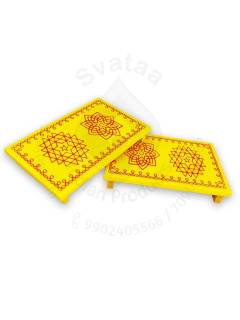 Festive - Peetam Chowki - 6x9 Inches - Set of 2 - Rectangle - Yellow Color | Design - Aishwarya Chakram and Hridaya Kamalam
