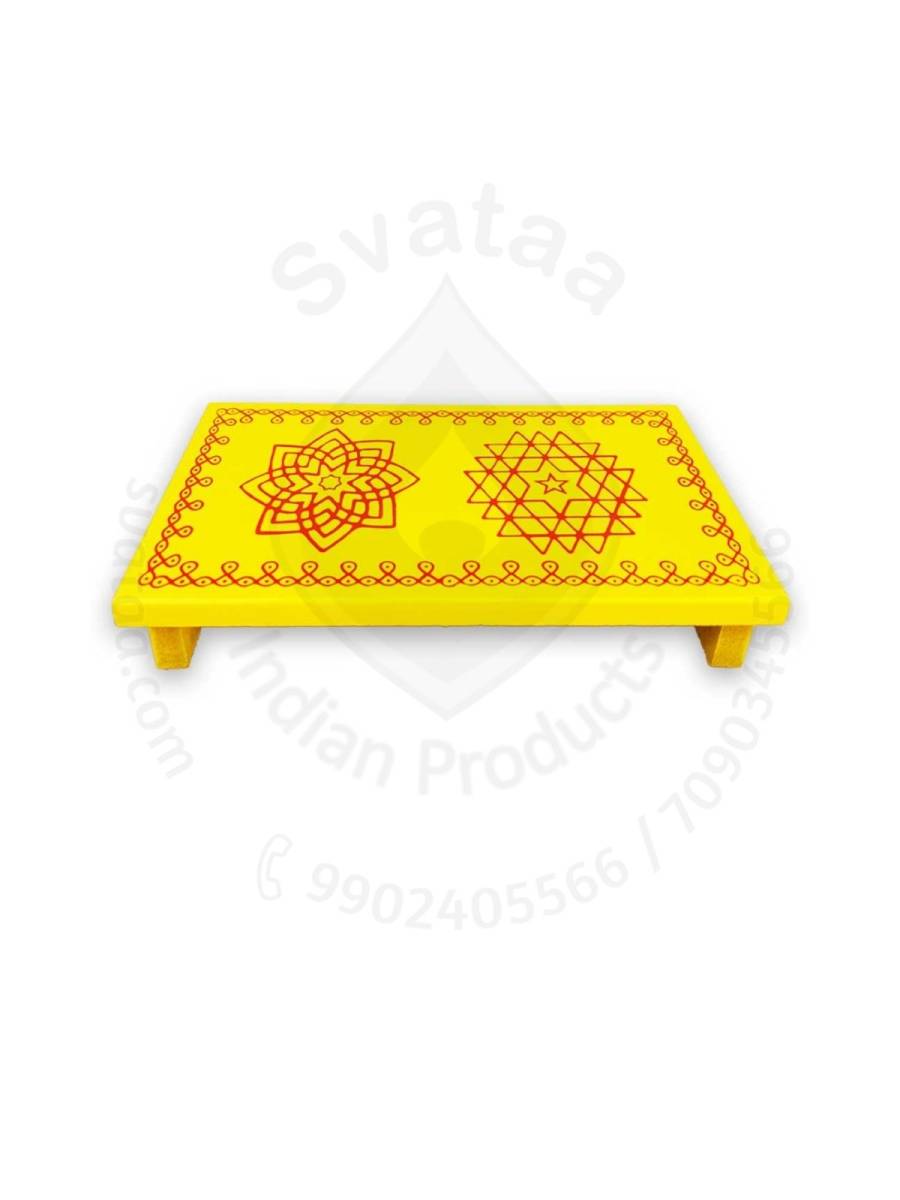 Festive - Peetam Chowki - 6x9 Inches - Set of 2 - Rectangle - Yellow Color | Design - Aishwarya Chakram and Hridaya Kamalam